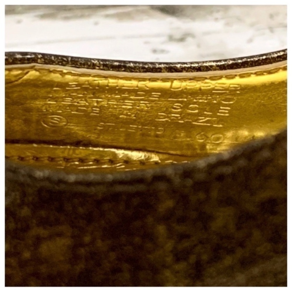 #07 Antonio Melani Stiletto Gold Black Leather Heels Pumps Shoe Women’s 6 Brazil - Picture 7 of 7
